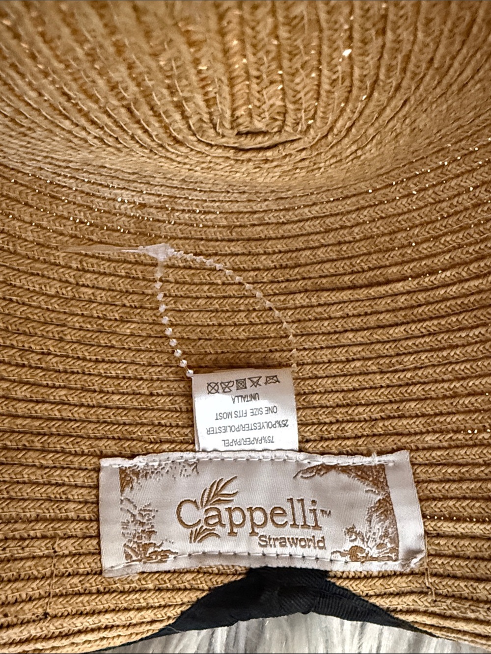 Cappelli Straworld Tan Straw Sun Hat with Black Band - Picture 8 of 12